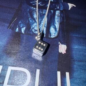 Sterling Silver 925 3D cube Dice Cuban chain necklace